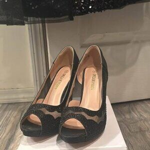 Gorgeous black rhinestone and mesh heels